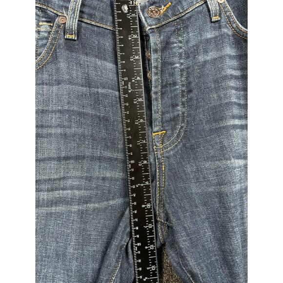 7 For All Mankind Rhigby Jeans Mens 36 Blue Straight Stretch Button Fly Mid Rise - Picture 9 of 11